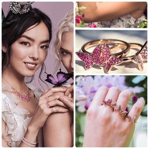 Swarovski Lilia Butterfly Stack Ring Set - Size 8